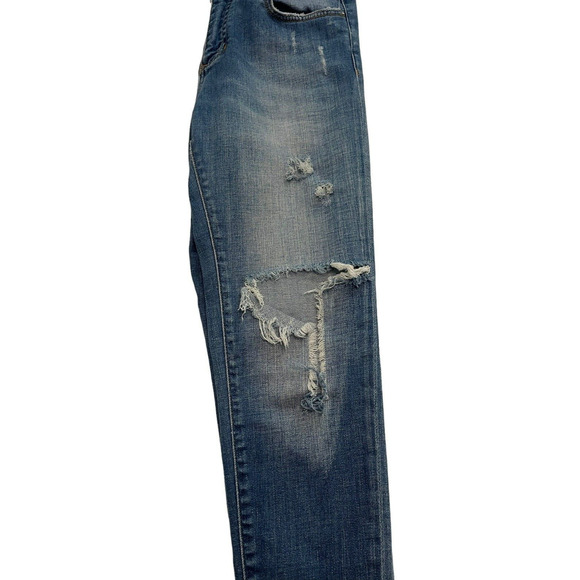 John John Made in Heaven Jeans Mid Rise Size 28x27 Distressed Skinny Blue - Picture 6 of 9